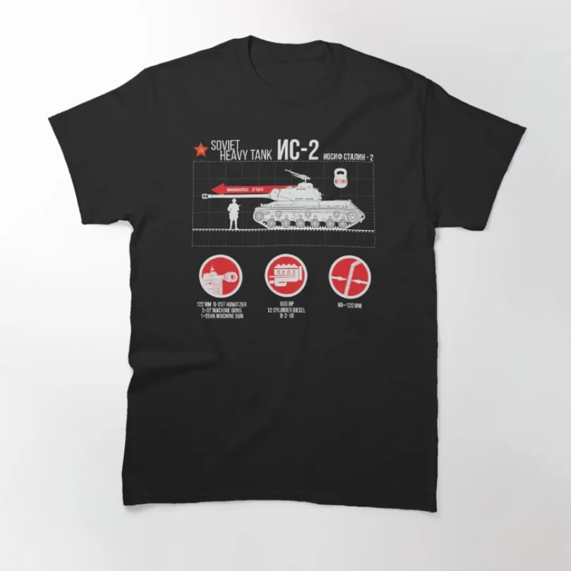 WWII Soviet IS-2 Heavy Tank Infographic New T-Shirt 100% Cotton O-Neck Summer Short Sleeve Casual Mens T-shirt Size S-3XL