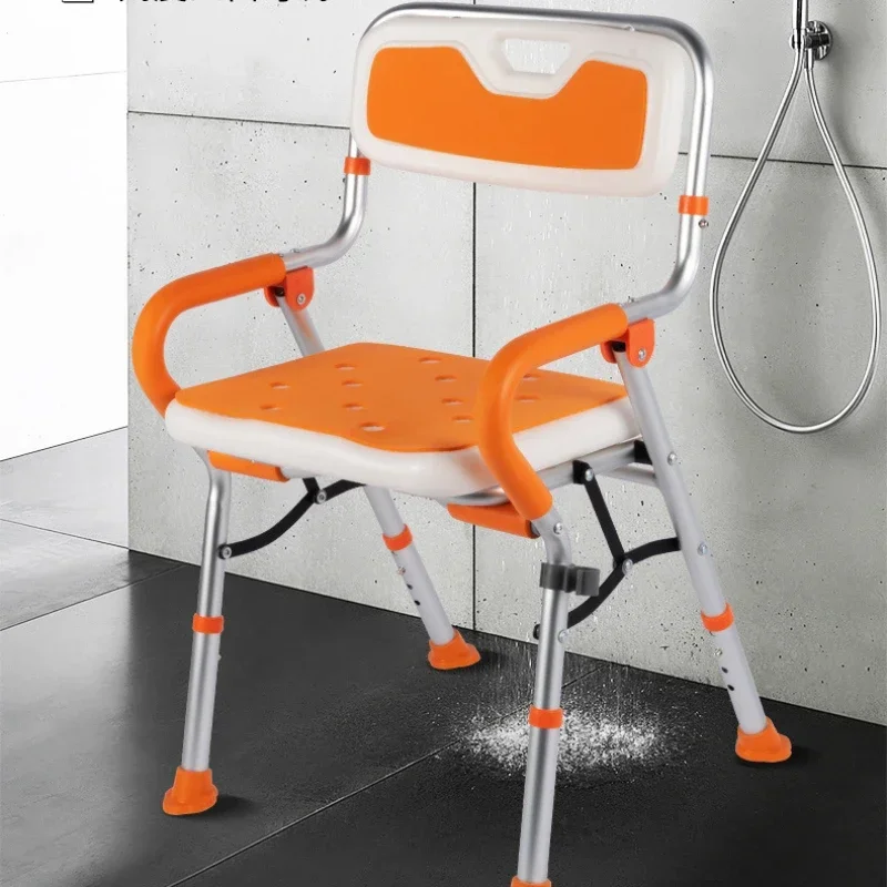 Aluminum Alloy Toilet Stool Elderly Pregnant Bathroom Chair 4 Gear Adjustment Bathing Chair Strong Load-bearing Shower Seat