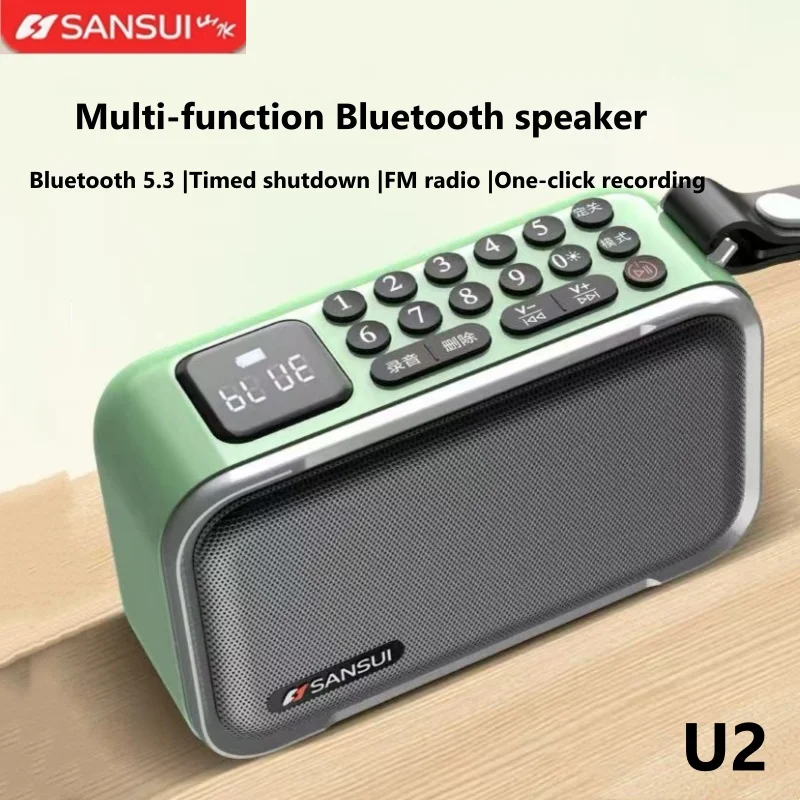 

SANSUI U2 Беспроводной Bluetooth-динамик высокой громкости с таймером записи, отключение, портативное FM-радио, слот для TF-карты, музыкальный плеер, подарок
