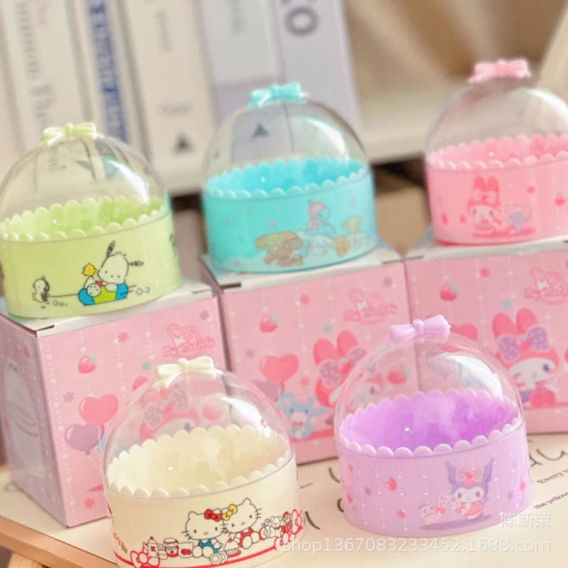 Kawaii Sanrio Anime Peripherals My Melody Kuromi Cinnamoroll Hello Kitty Cartoon Storage Box with Lid Transparent Dust Box