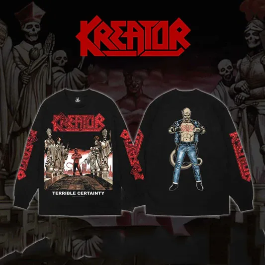 Rock kreator banda 3d impressão manga longa o-pescoço camiseta masculina moda feminina plus size hip hop topos t vintage tshirt roupas masculinas