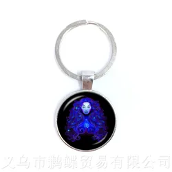 Twelve Constellations Zodiac Keychains Glass Cabochon Keyring Virgo Libra Scorpio Sagittarius Keyholder For Men Women Kids Gifts