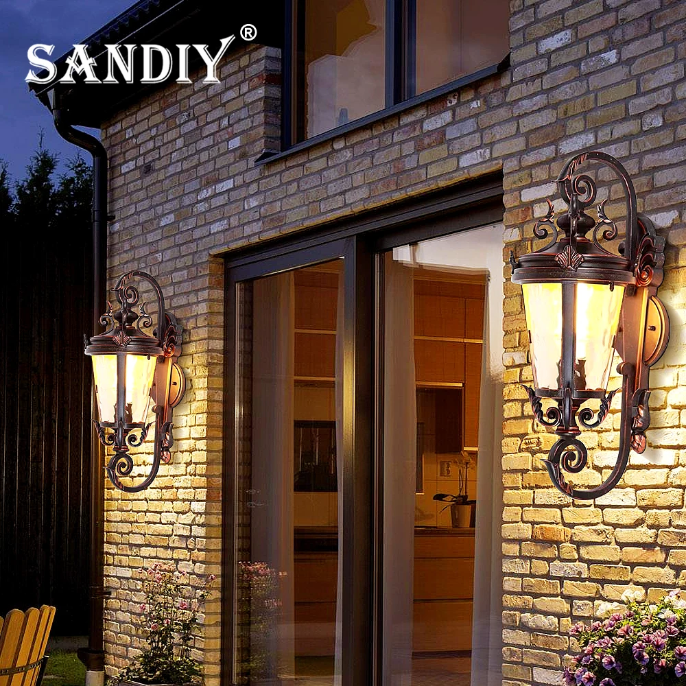 Imagem -06 - Luminária de Parede Exterior Sconce Light Exterior Vintage Garden Lâmpada de Rua Iluminação de Jardim Hipocampo Estilo Hipocampo Luminária à Prova Dágua para Varanda Varanda Country Porch House Garage 220v 110v 230v