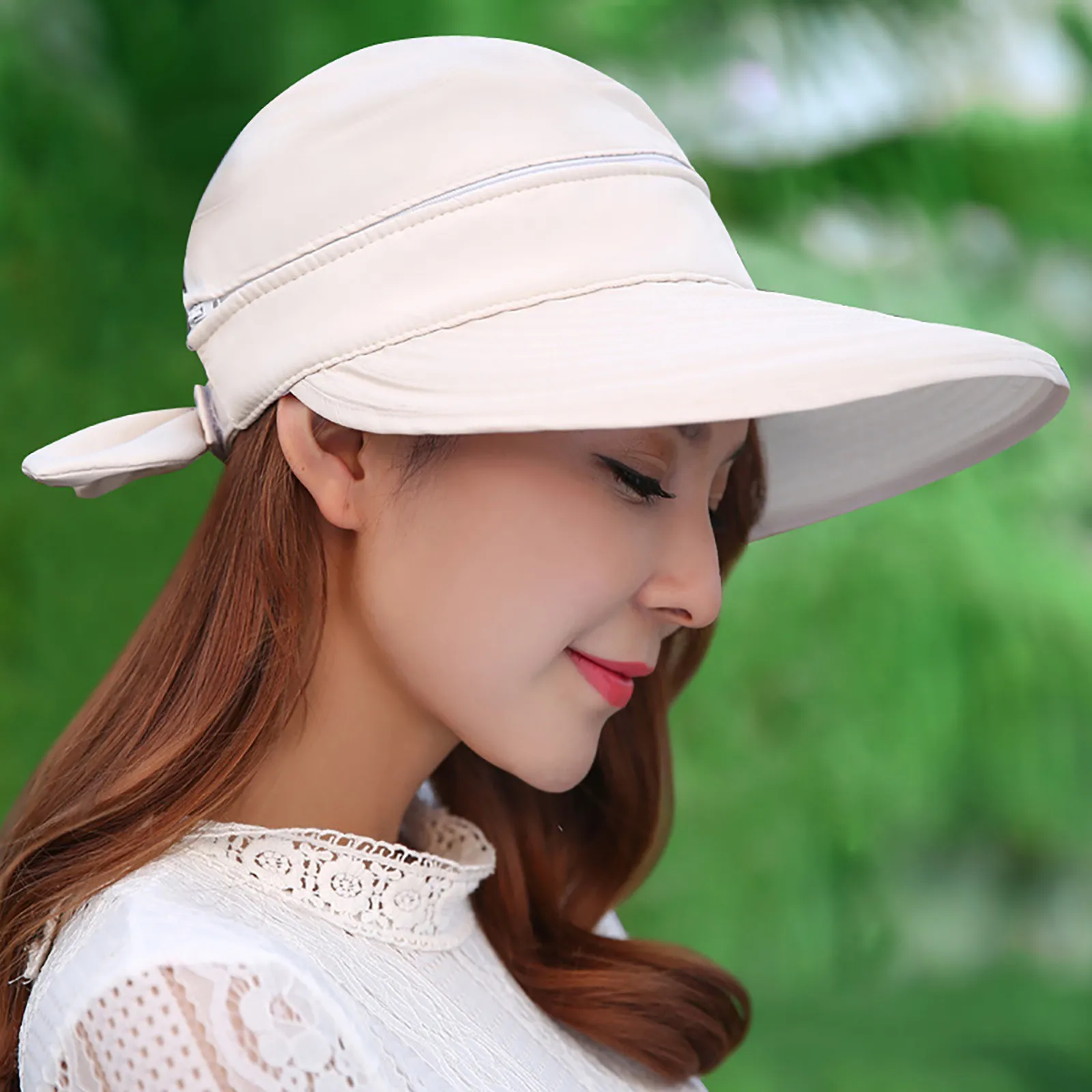 Sunscreen Hat Outdoor Travel With A Bowknot Empty Top Hat Detachable Beach Thin Cap For Female New Fashion Useful In Summer