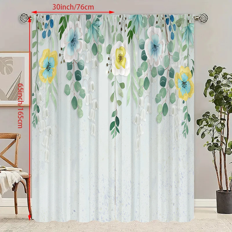 Watercolor flower - printed curtain - Polyester material - suitable for bedroom, living room, study, private space