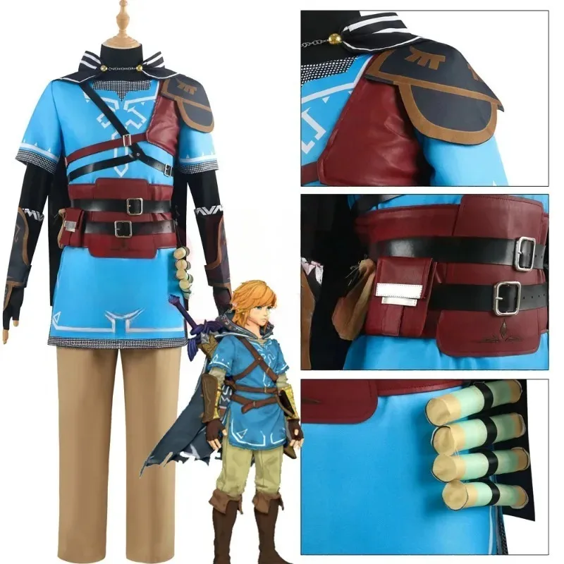 

Game Zelda Breath of The Wild Link Costume Cosplay Prop Accessories Party Anime Carnival Dress Up Tunic Outfits Full Setx;8's,6;