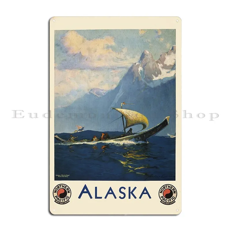 Stk502175a Vintage Travel Poster For Northern Pacific Airways To Alaska Metal Sign Cinema Decoration Character Tin Sign Poster