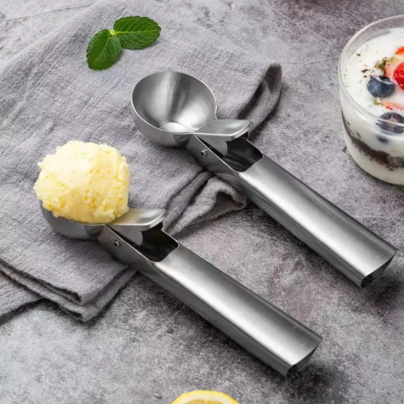 Multifunctional Ice Cream Scoops Stainless Steel Dual-Purpose Scoop Fruit Watermelon Spoon Ball Scoop Household Ice Cream Tools