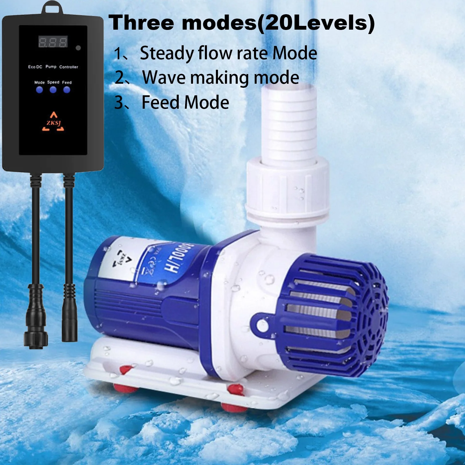 ZKSJ 24V 100W 12000L/H Aquarium Submersible Water Pump for Fish Pond Rockery Fountain Pump