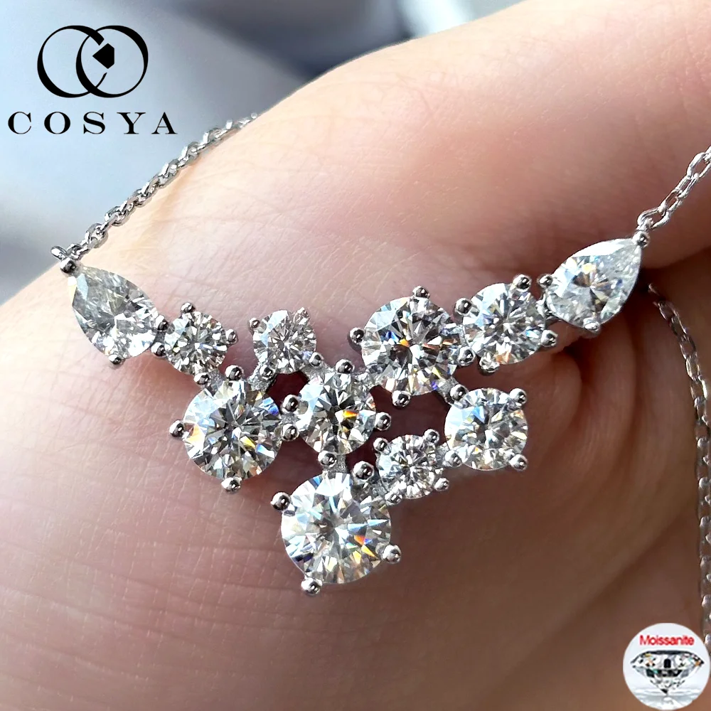 

COSYA Luxury Full Moissanite Pendant Necklace S925 Sterling Silver D Color VVS Lab Diamond Necklace for Women Wedding Jewelry