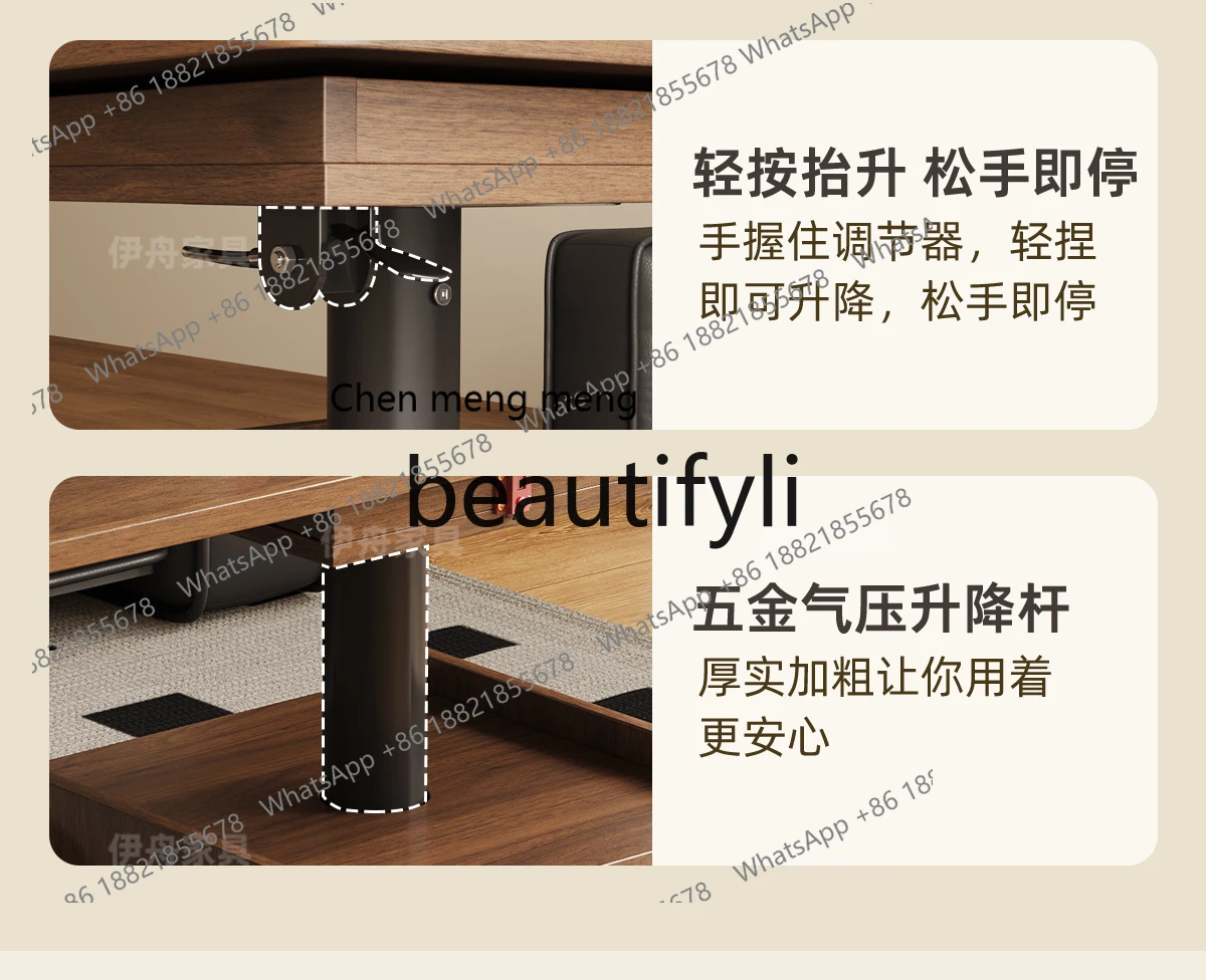 يمكن رفع وخفض طاولة جانبية متحركة على طراز العصور الوسطى وطاولة صغيرة دوارة وقابلة للطي ورف وخزانة جانبية للأريكة H #5