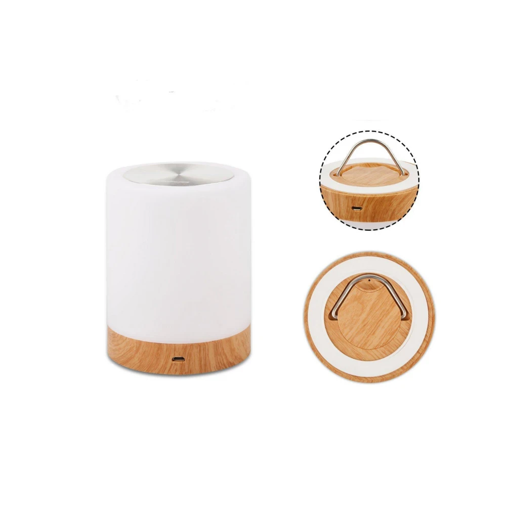 

Creative Wood Grain Touch Control Night Light Dimmable 3 Brightness Levels 12Hr Charging Led Bedside Lamp For Bedroom Office