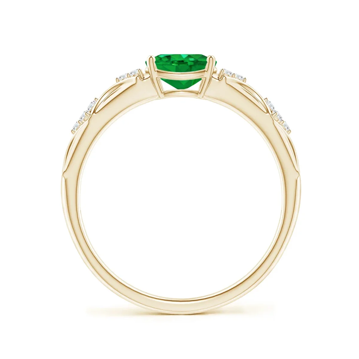 Vintage Oval Cut Lab Grown Emerald Ring Round Lab Diamond Ring 9K/14K/18K Yellow Gold Engagement Ring Jewellery Woman