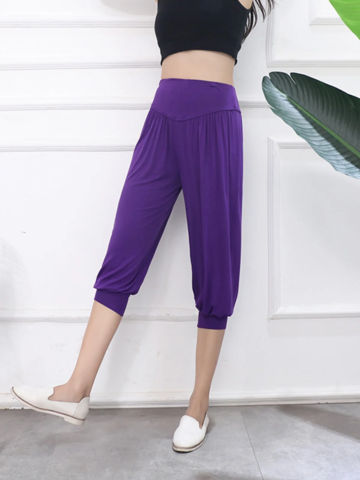 Modal Comfortable Breathable Dance Pants Square Dancing Lantern Pants Loose Cuffed Practice Trousers for Women Casual Pants