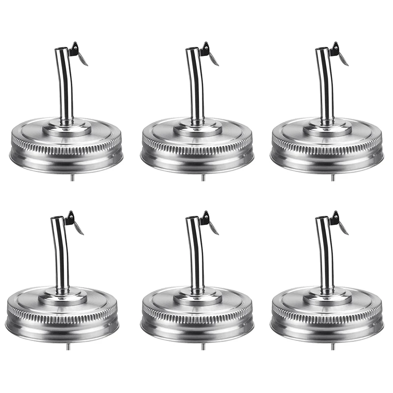 

HOT SALE 6 PCS Jar Pour Spout Lids Oil Infusion Lids 70Mm Regular Mouth Bottle Cap Cover Oil Pour Spout Dispenser With Caps