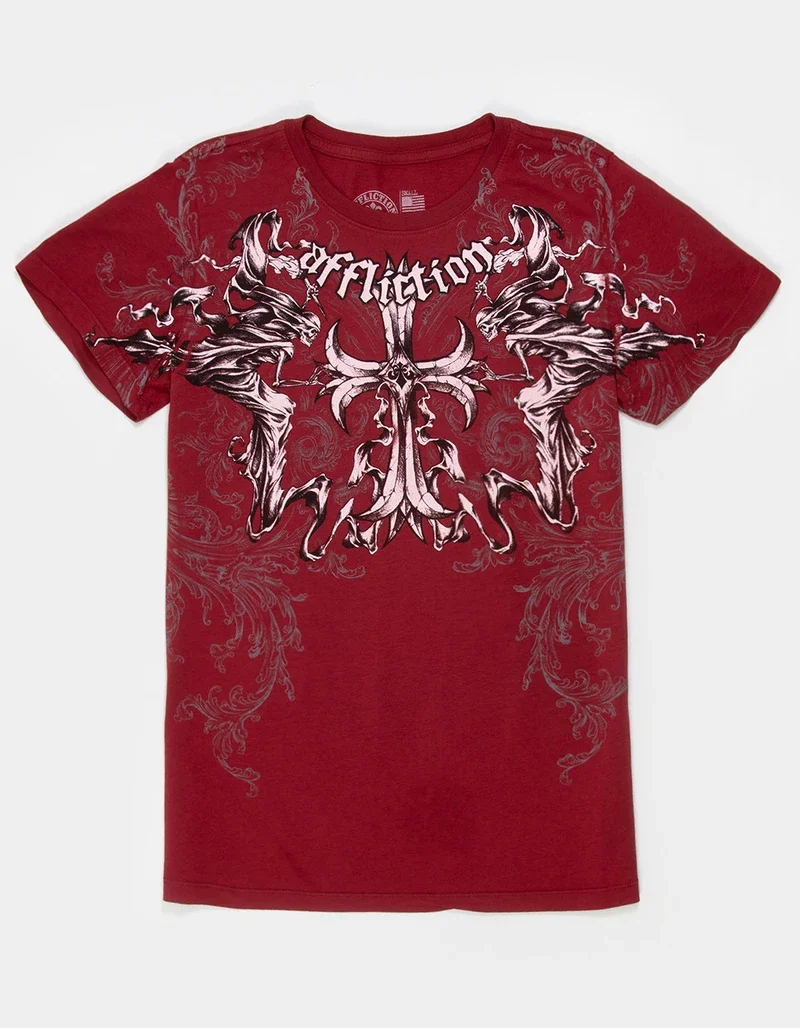 90s Red Affliction T shirt Men American Retro Cotton Round Neck Washed Shirt Hip Hop Couple Summer Specials Wear Goth T Shirts image 5
