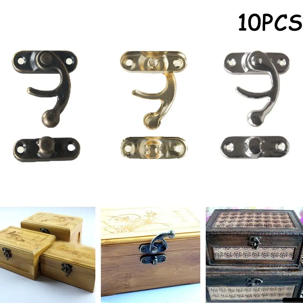 10PCS Mini Wooden Box Furniture Hasp With Screws Padlock Clasps Lock Decorative Latch