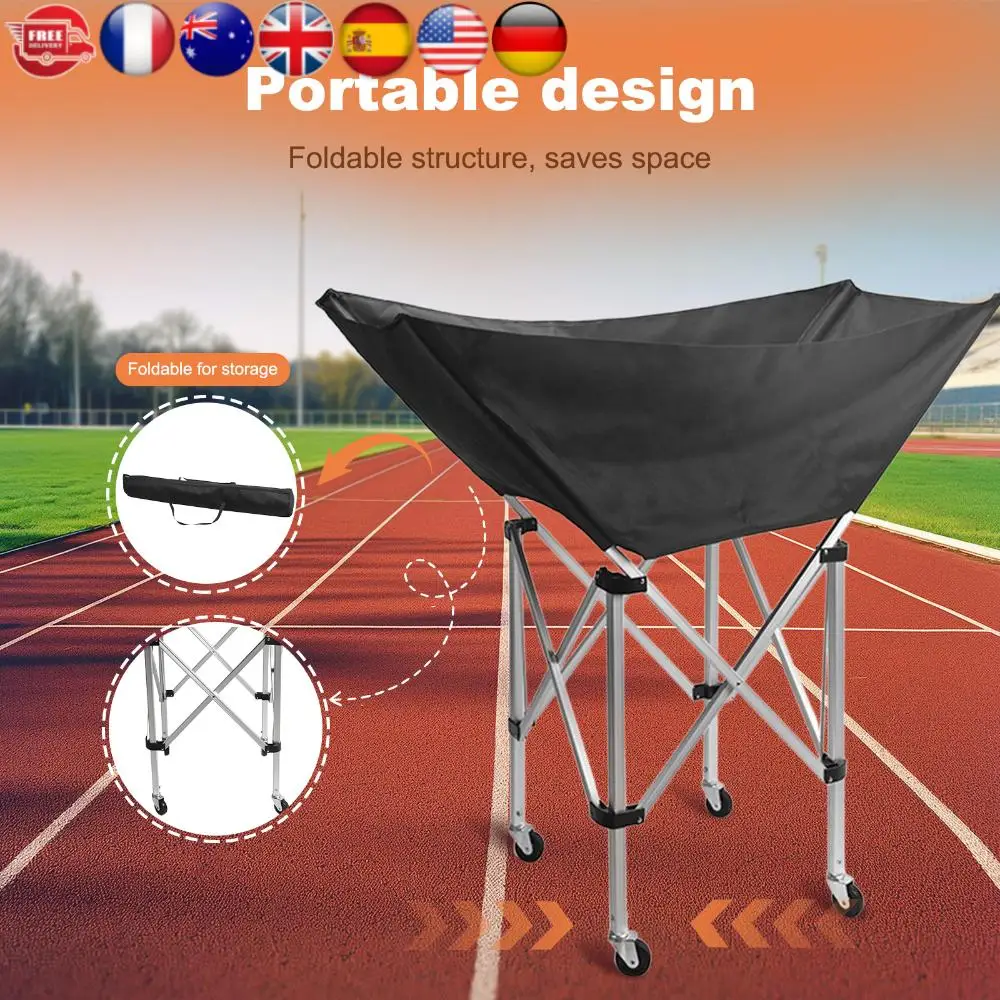 

Collapsible Hammock Ball Cart with Wheels Indoor and Outdoor Multisport Ball Caddy with Carry Bag for Easy Storage and Transport