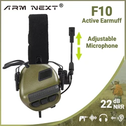 ARM NEXT F10 Airsoft auriculares tácticos plegables con micrófono, auriculares militares, protección auditiva para tiro y caza