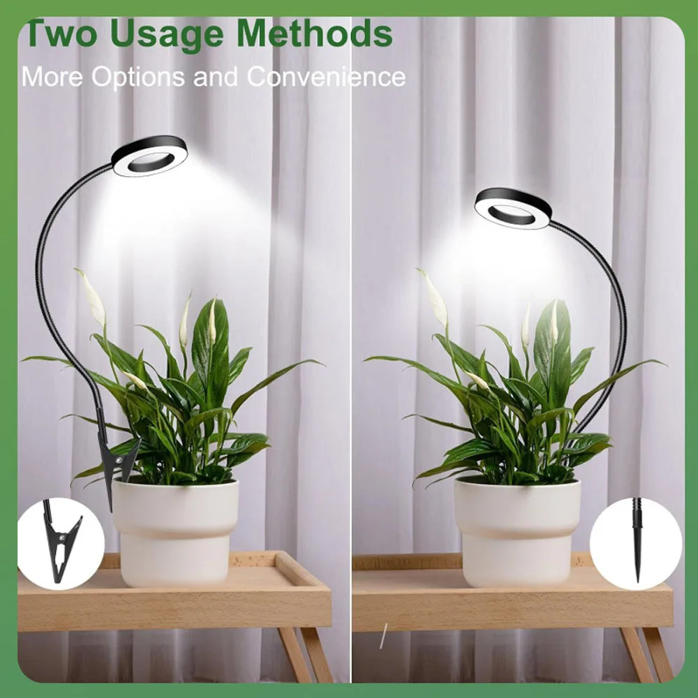 Lampada per piante, lampada con morsetto per vaso da fiori, regolazione colore USB5V3 a spettro completo della lampada per la crescita delle piante e regolazione regolare.
