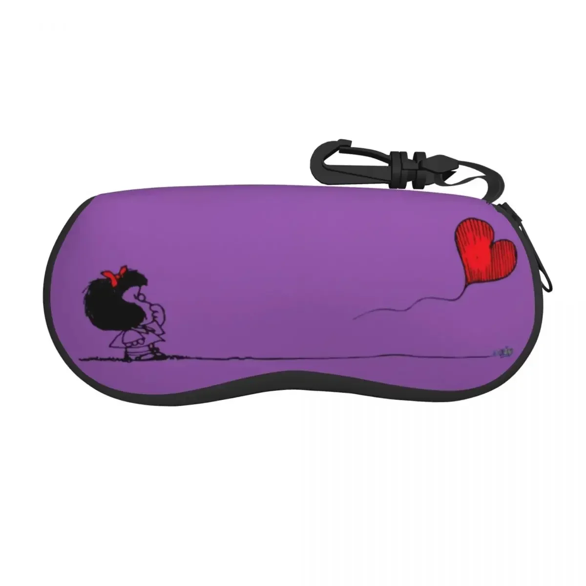 Mafalda Balloon Heart Sunglasses Soft Case Neoprene Zipper Cartoon Quino Comics Shell Eyeglass Case Protective Box For Glasses