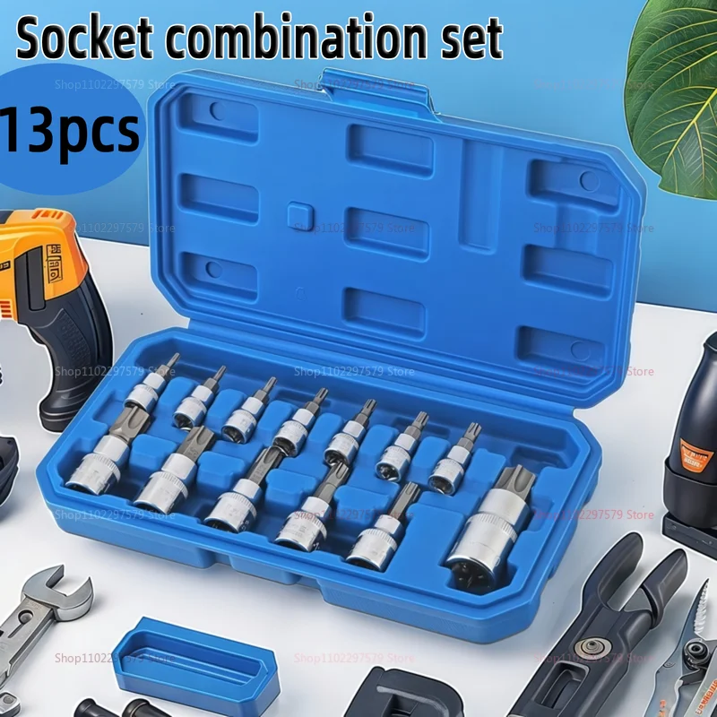 13 قطعة مجموعة مفاتيح توركس أدوات إصلاح السيارات تأثير المقبس وجع عدة الدراجة سيارة ورشة عمل ميكانيكية مفك مجموعة