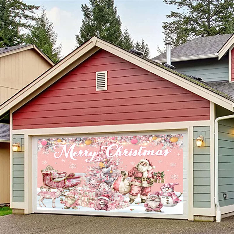 Pink Christmas Banner Party Decorations, Halloween Backdrops, Outdoor Hanging, Garage Backdrops