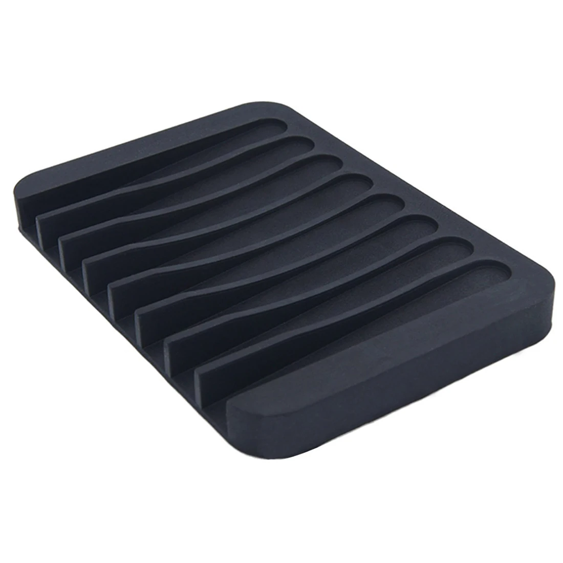 3 Pack Silicone Shower Soap Dish Set, Soap Saver Holder, Rectangle Concave Black