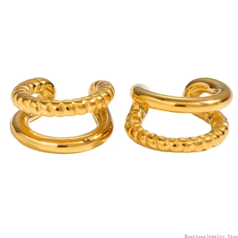 E1PE Minimalist Clip-On Ear Cuff Earrings Pair, No Piercing Outer Ear Accessory for Everyday Styling, Dates and Travel