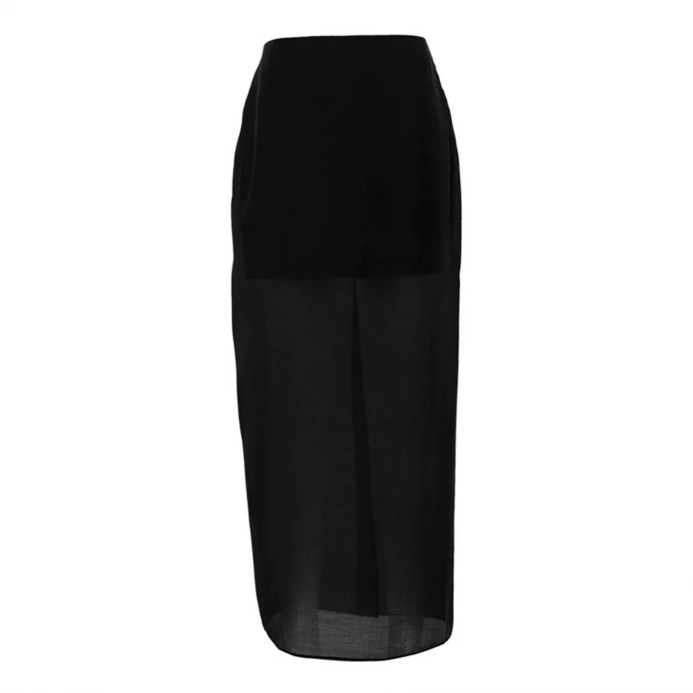 TWOTWINSTYLE Solid Mesh Skirts for Women High Waist Temperament Minimgalist Skirt Female Fashion Style New