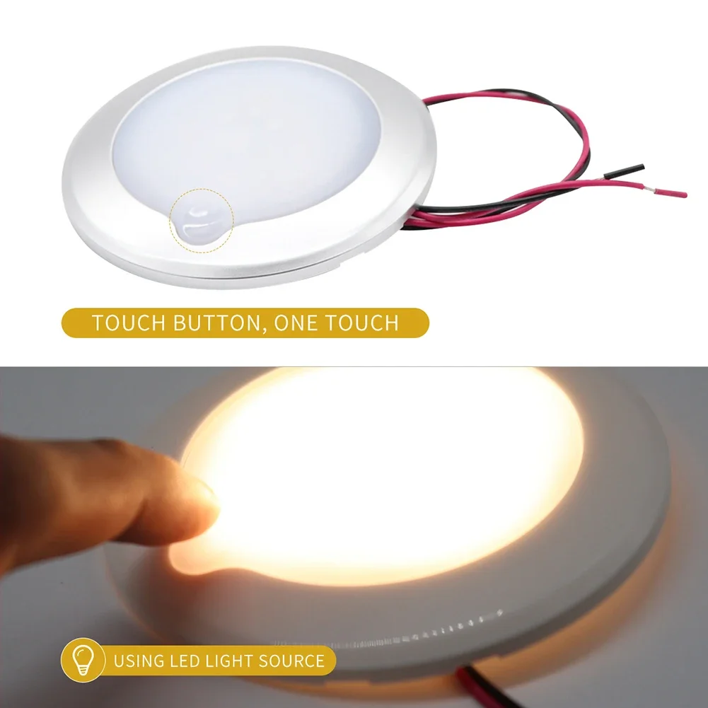 10-1PCS RV Roof Ceiling Lights IP67 Waterproof 5 Gear Touch Dimmable Camper Caravan Marine Interior Reading Lamp LED Dome Light