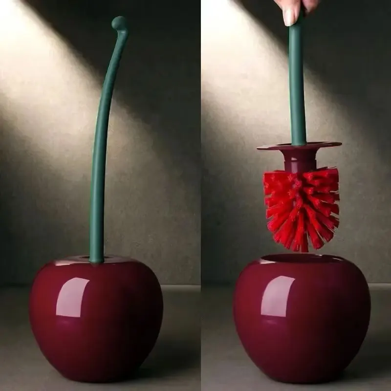 1pc vermelho escova de toalete criativo adorável cereja forma lavatório escova titular conjunto titular toalete acessórios do banheiro