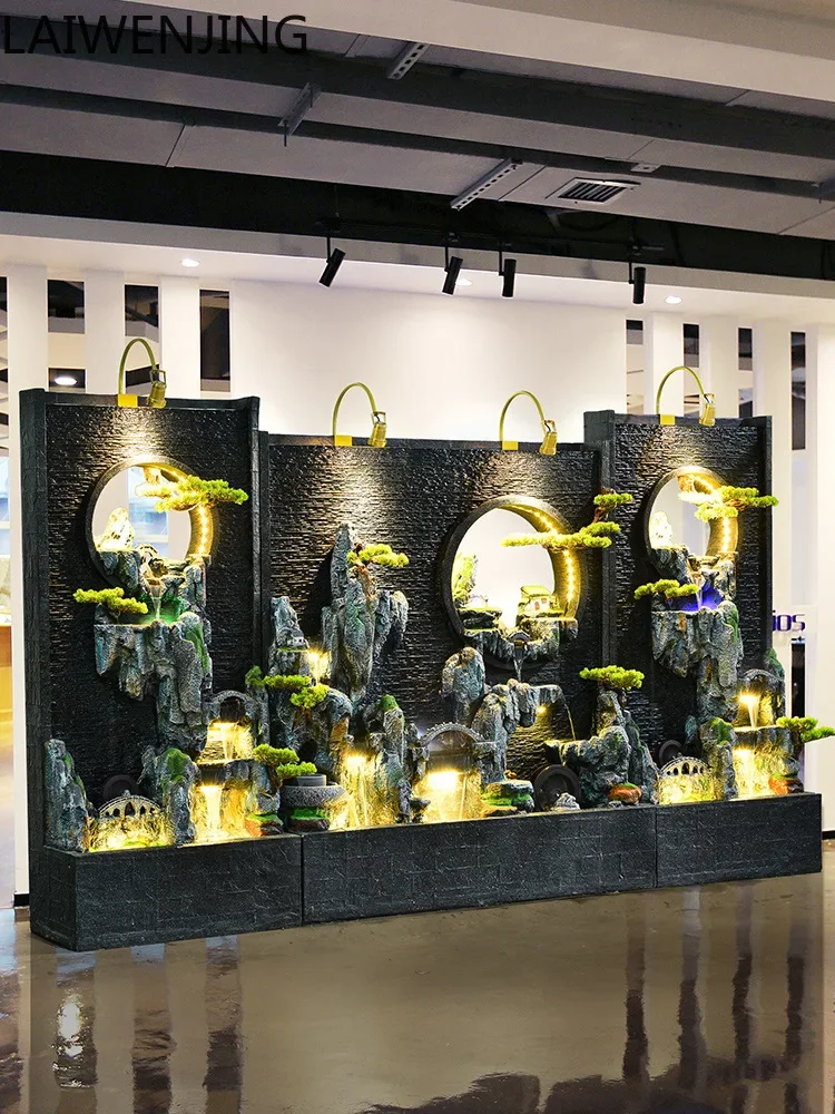 L20-  Large Rockery Circulating Water Screen Living Room Wealth-Attracting Feng Shui Wheel Ornament