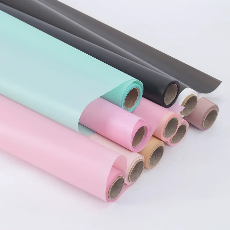 58CMx10M  2 Volume Waterproof Floral Art Wrapping Paper Roll Solid Color Florist Fresh Flower Wrapping Paper Materials Fog Paper