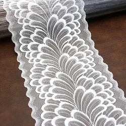 (3 meters/lot) 220mm Leaves Elastic Stretch Lace Trims For Clothing Accessories Dress Sewing  Lace Fabrics Handwork DIY Decorate