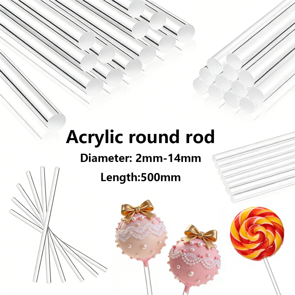 1-5pcs Multi-Purpose Clear Acrylic Round Bars, DIY Building & Model Material, Transparents Craft Rods 500mm Length