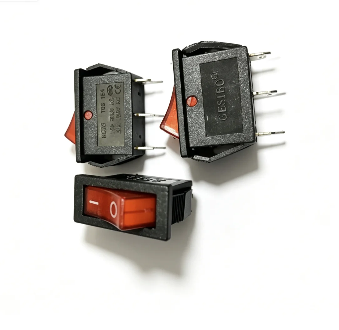 High quality KCD3-T85-1E4 ship type rocker switch 2nd gear with light 15A250VAC 3pcs