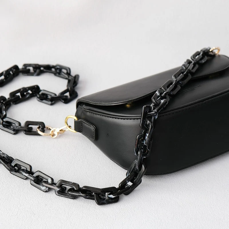 New Fashion Woman Bag Accessory Detachable Replacement Chain Black Solid Square Acrylic Luxury Strap Women Shoulder Handle Chain