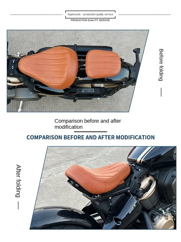 Suitable for Benda Napoleon 450 Retro Folding Cushion Hiding Double Cushion bobber Seat Leather Seat