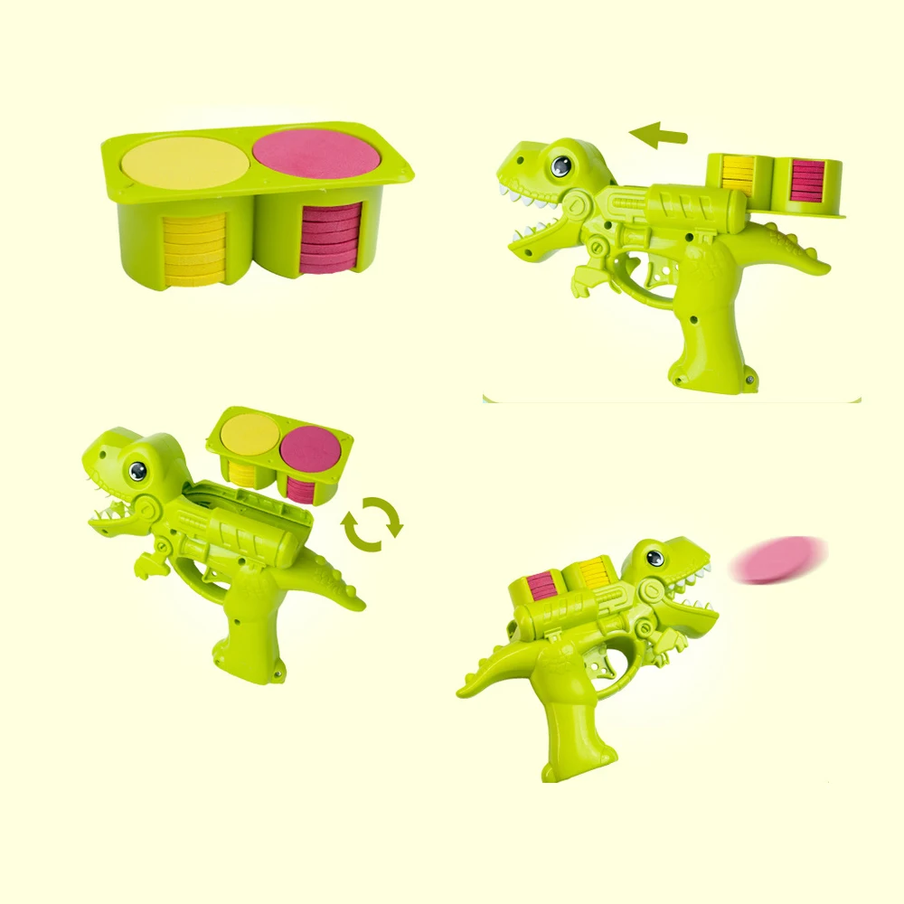 Flying Saucer Soft Bullet Gun Toy Dinosaur Shooter Sets Shooting Game Toys for Kids Boy Girl Birthday Gift Indoor Outdoor Games