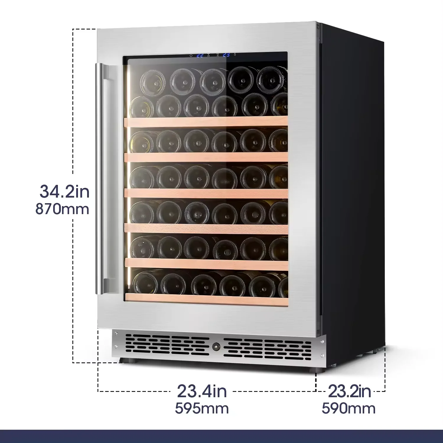 

For Outdoor Kitchen Stainless Steel 140l Wine Cellar Constant Temperature 52 Bottles Under Bar Wine Cooler