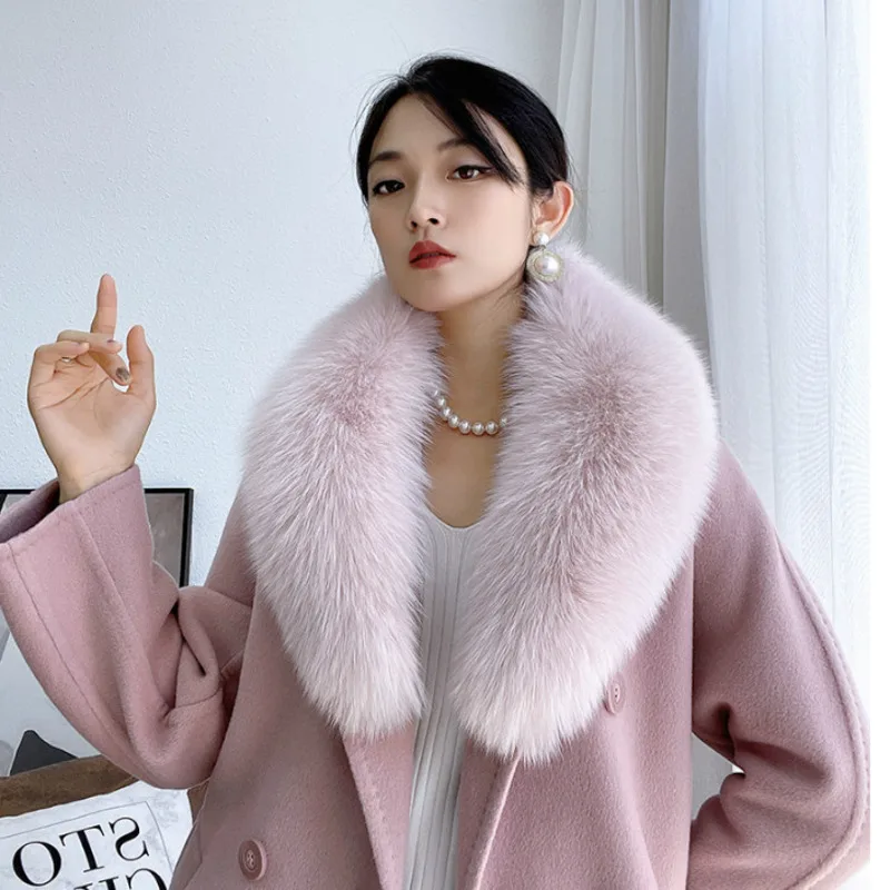 Real Fox Fur Collar Women Winter Fur Scarf Natural Fox Fur Scarf Long Collar Black Fur Collar Coat Fur Collars Genuine Fur Scarf