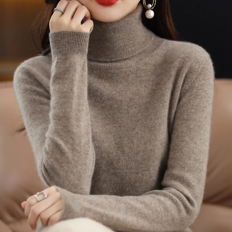 Hot Sale Women Pullover 100% Pure Cashmere Sweater Autumn Winter Long Sleeeve Basic For Female Turtleneck Soft Shirt S-XXL