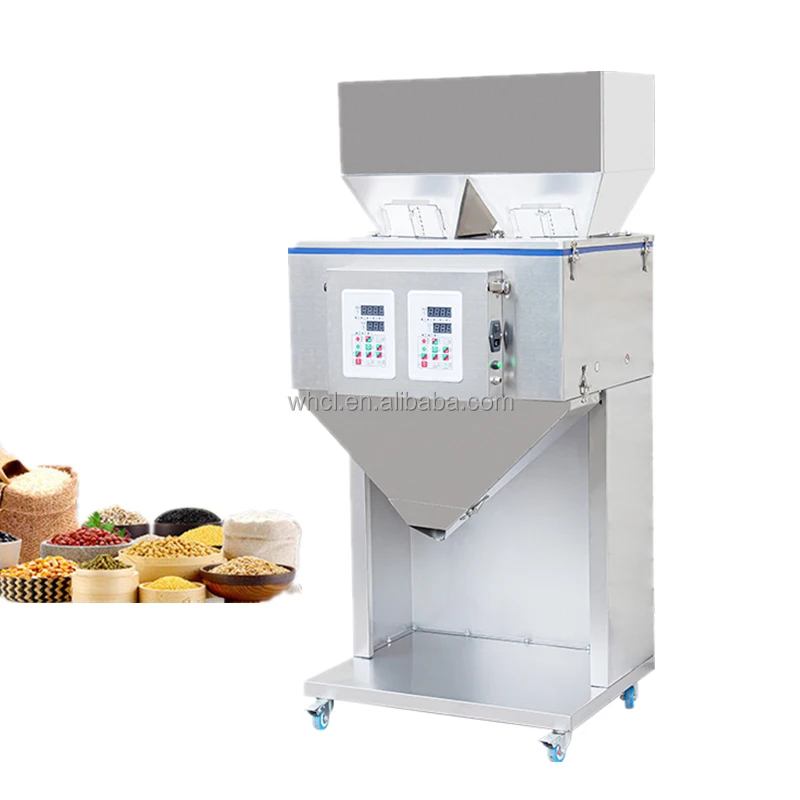 

10g 1KG 3KG Double Heads Hopper Grain Flour Rice Tea Powder Granules Weighing Filling Machine