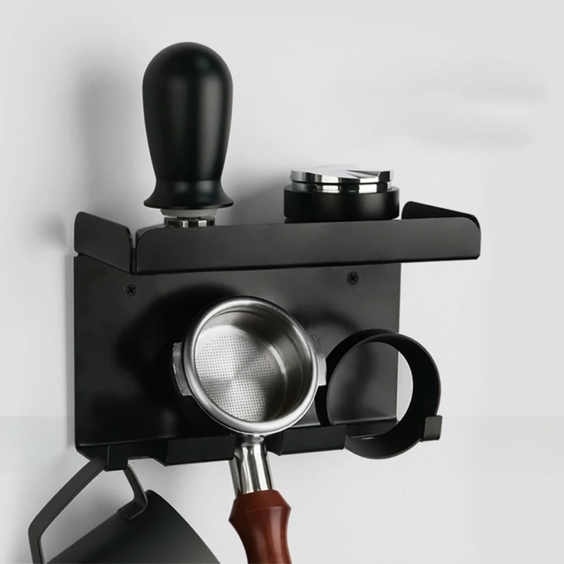 رف أدوات محطة القهوة متعدد الوظائف، حامل أدوات الإسبريسو، منظمات أدوات القهوة، رف معلق لأدوات القهوة الحديدية