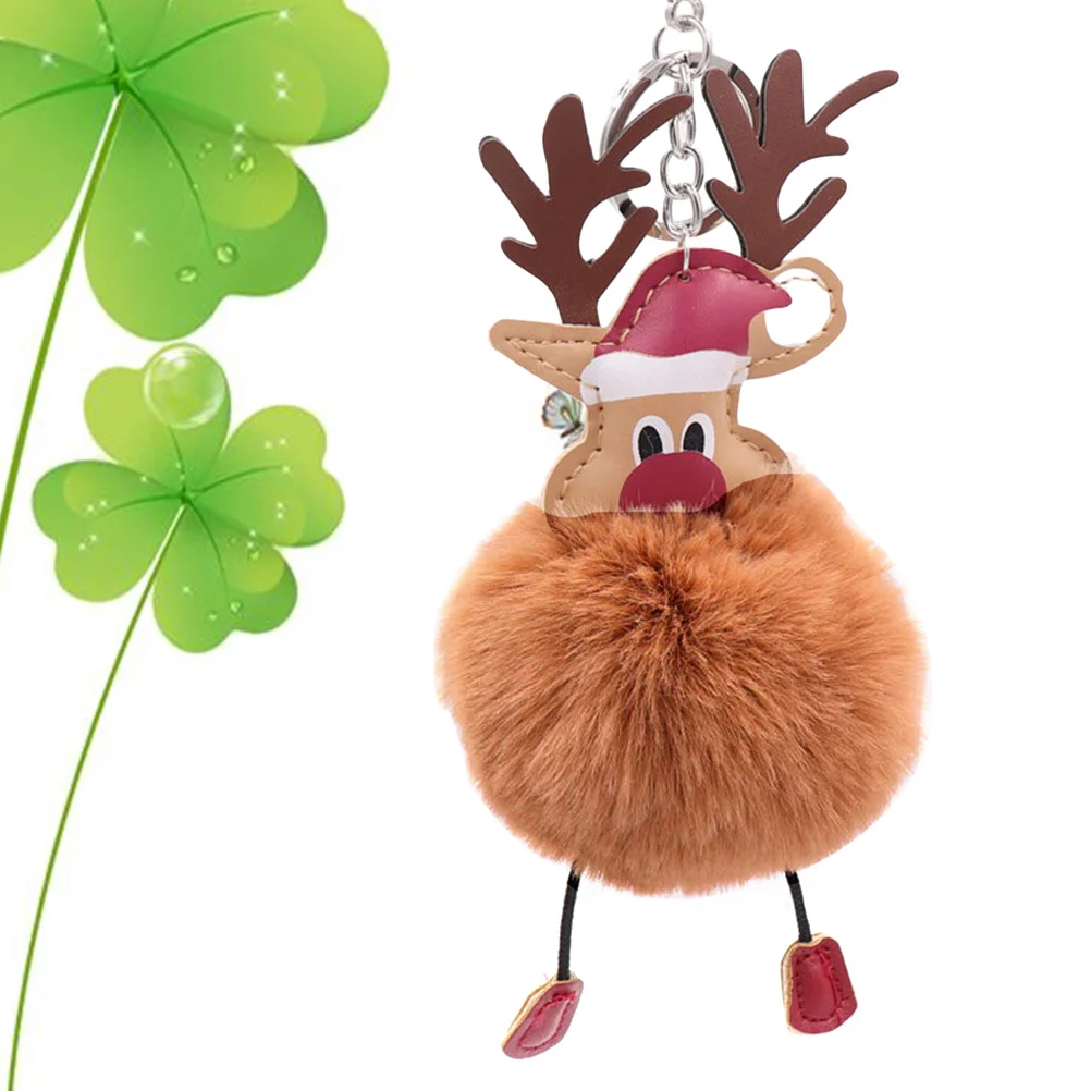 

Cute Christmas Keychain Mini Elk Car Pendant Holiday Purse Ornament Cartoon Key for Phone Bag Hanging Decor