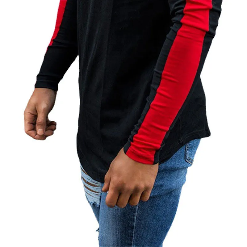 High Quality Cotton Patchwork Workout Shirt Men\'s Slim Fit Long Sleevess Sport T-shirt Gym Bodybuilding Fitness Running Clothing