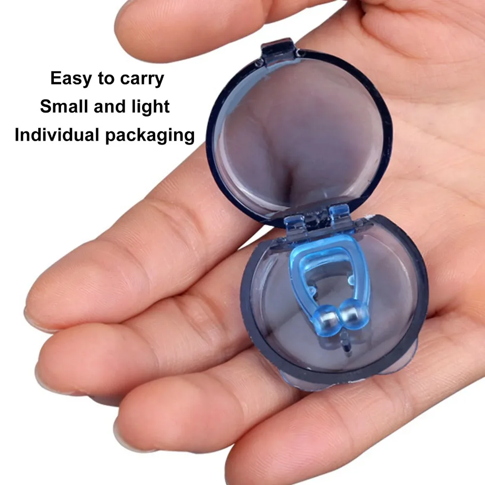 2pcs Unisex Mini Magnetic Snore Clip Safe Nasal Comfort Snore Clip Device Portable Soft Storage Box Evening Anti-snoriing Device