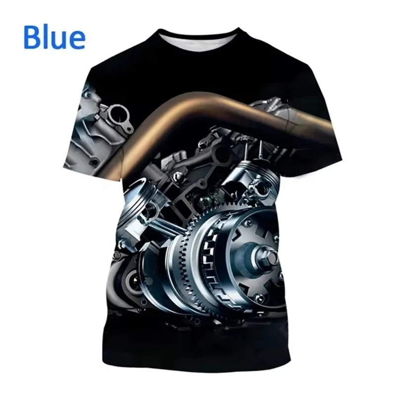 Hot Sell Summer Man Clothe 3d Print Machine Men Industrial Style Oversized Short Sleeve Tshirt Men Clothing Men Top Tees Tshirt