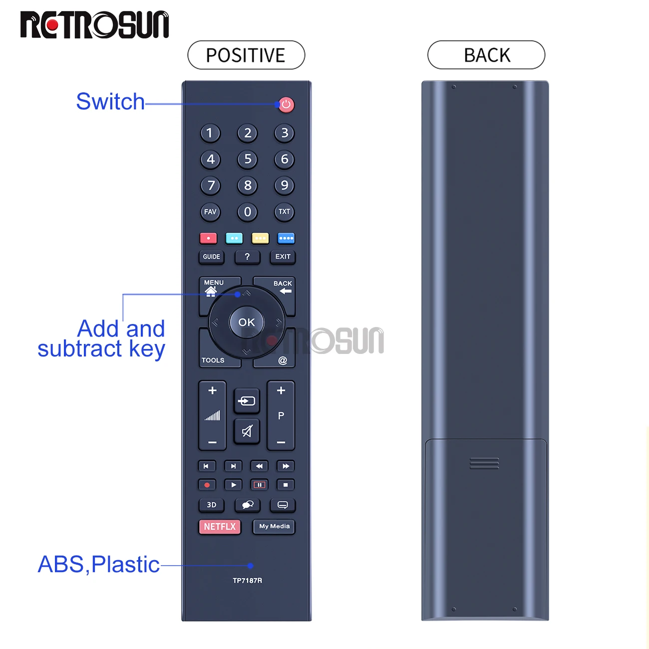 Tp7187r-p1 التحكم عن بعد للتلفزيون ، جديد استبدال جزء للتلفزيون ثلاثية الأبعاد ، rc3304807/01 ، tp7187r-p1